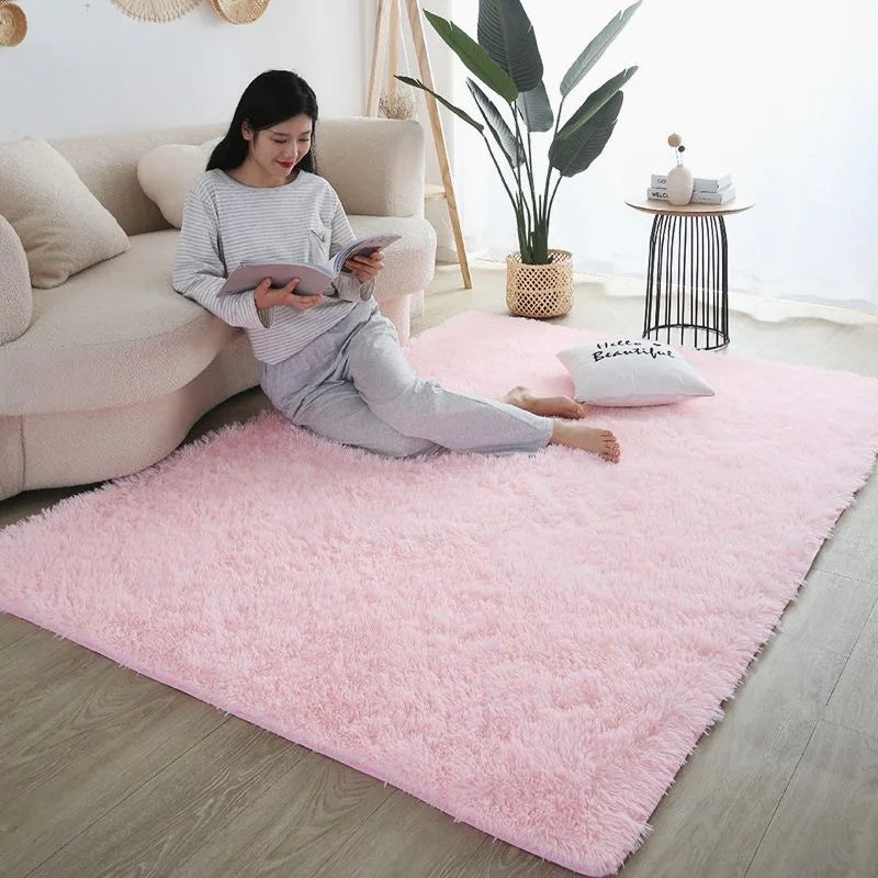 Furry Carpet Living Room Mat Modern Bedroom Nordic Style Decoration Carpet Large Size Black Gray White Non Slip Children's Rugs