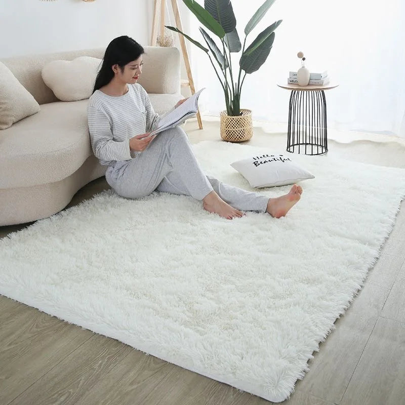 Furry Carpet Living Room Mat Modern Bedroom Nordic Style Decoration Carpet Large Size Black Gray White Non Slip Children's Rugs